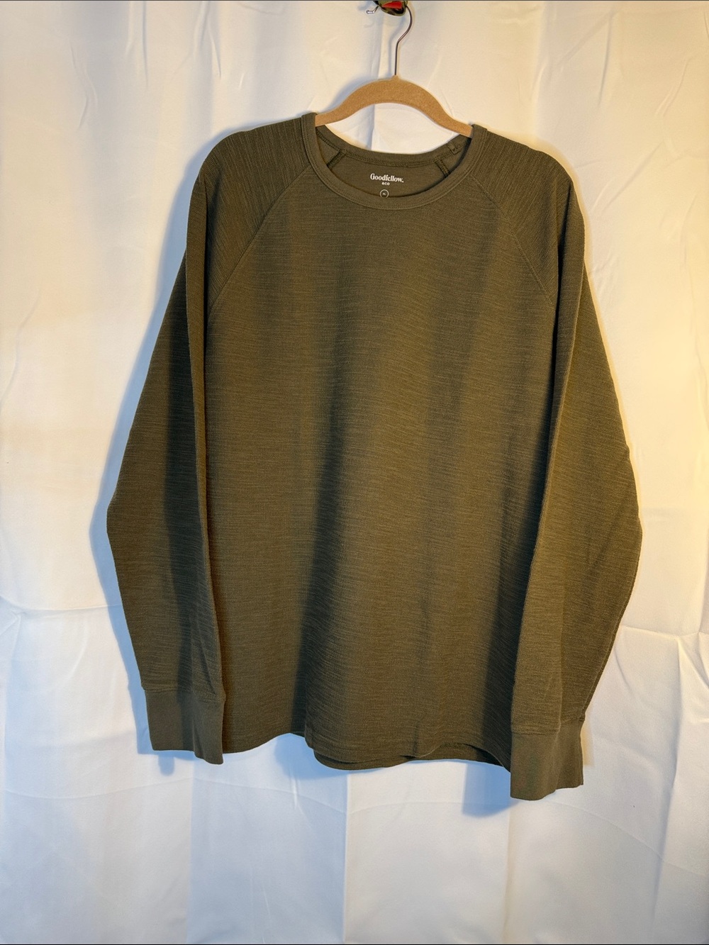 Goodfellow & Co Olive Green Long-Sleeve Thermal Crewneck